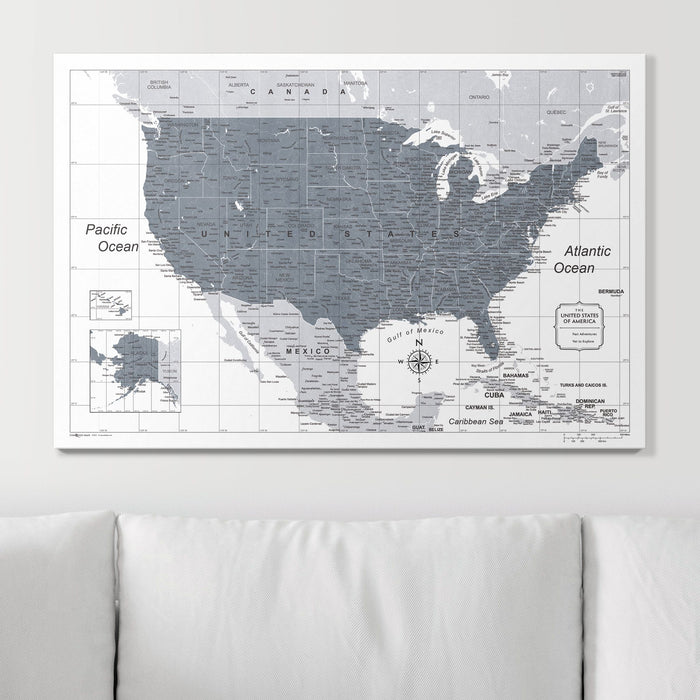 Push Pin USA Map (Pin Board) - Dark Gray Color Splash CM Pin Board