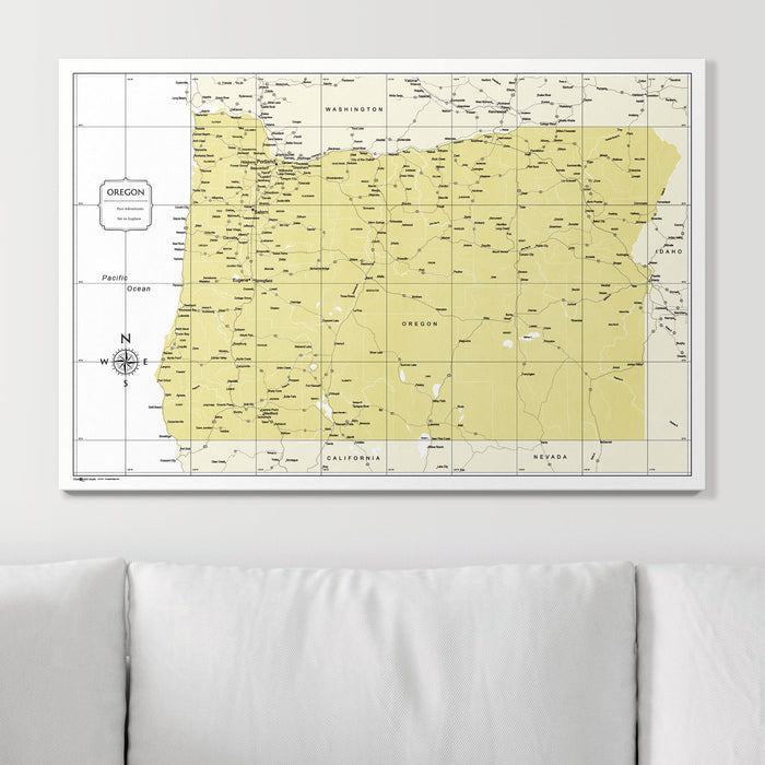 Push Pin Oregon Map (Pin Board) - Yellow Color Splash