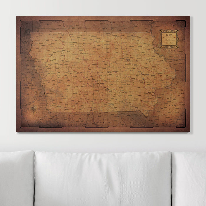 Push Pin Iowa Map (Pin Board) - Golden Aged CM Pin Board