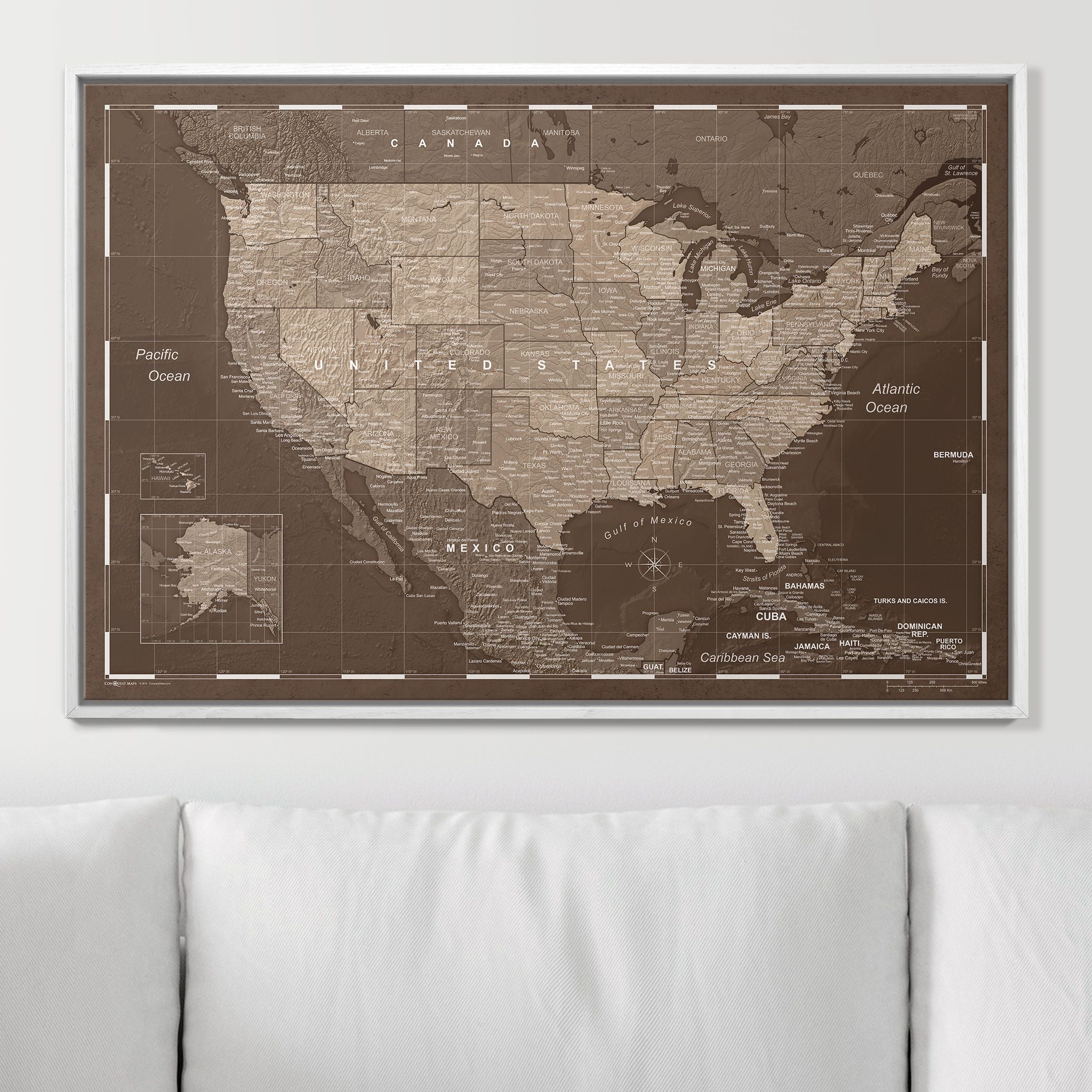 Push Pin USA Map (Pin Board) - Deep Espresso CM Pin Board