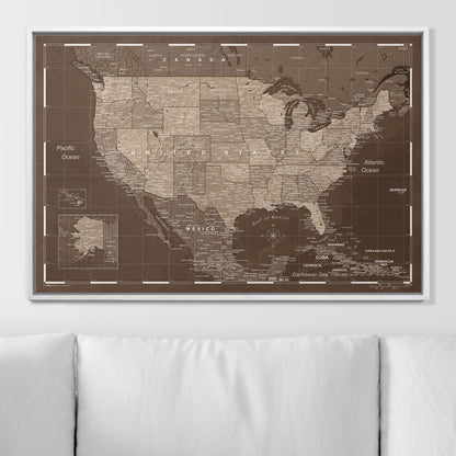 Push Pin USA Map (Pin Board) - Deep Espresso CM Pin Board