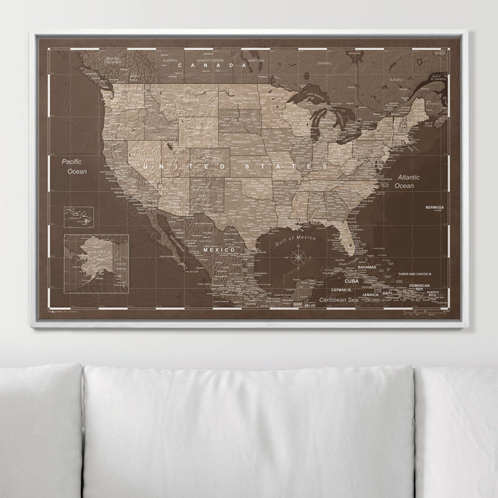 Push Pin USA Map (Pin Board) - Deep Espresso