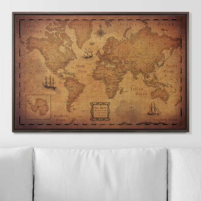 Push Pin World Map (Pin Board) - Golden Aged