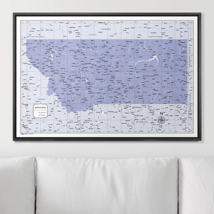 Push Pin Montana Map (Pin Board) - Purple Color Splash
