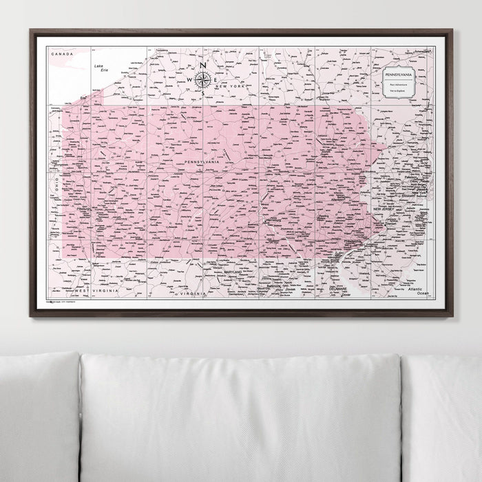 Push Pin Pennsylvania Map (Pin Board) - Pink Color Splash CM Pin Board