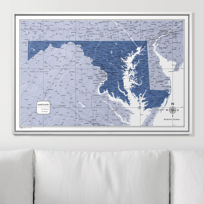 Push Pin Maryland Map (Pin Board) - Navy Color Splash