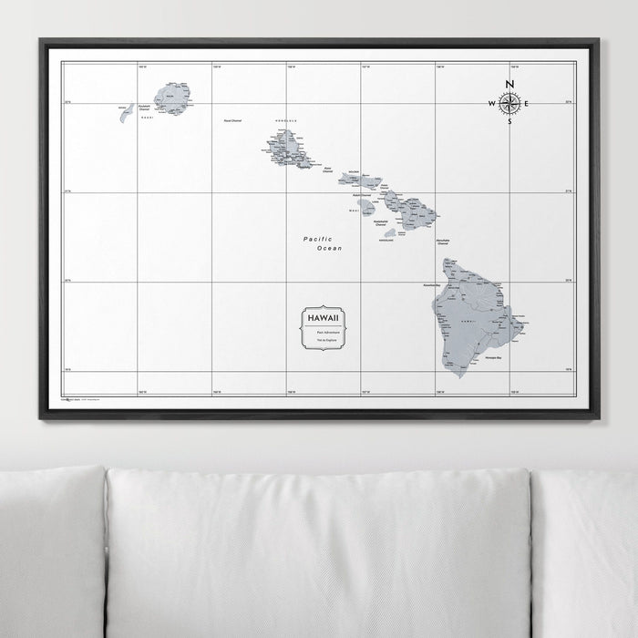 Push Pin Hawaii Map (Pin Board) - Light Gray Color Splash CM Pin Board