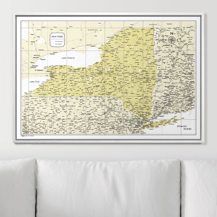 Push Pin New York Map (Pin Board) - Yellow Color Splash
