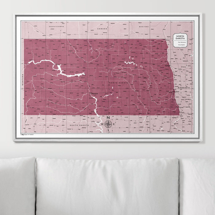 Push Pin North Dakota Map (Pin Board) - Burgundy Color Splash CM Pin Board