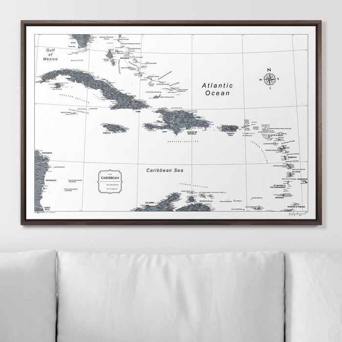 Push Pin Caribbean Map (Pin Board) - Dark Gray Color Splash CM Pin Board