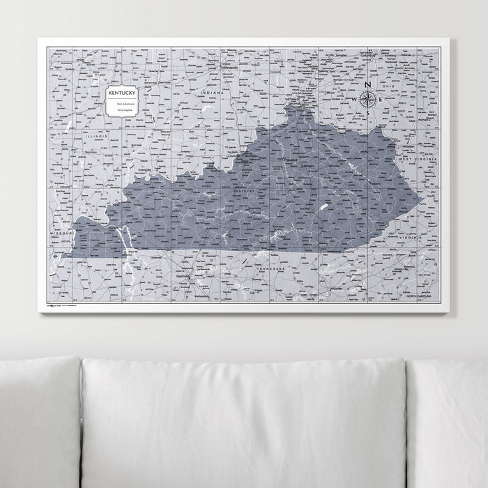 Push Pin Kentucky Map (Pin Board) - Dark Gray Color Splash