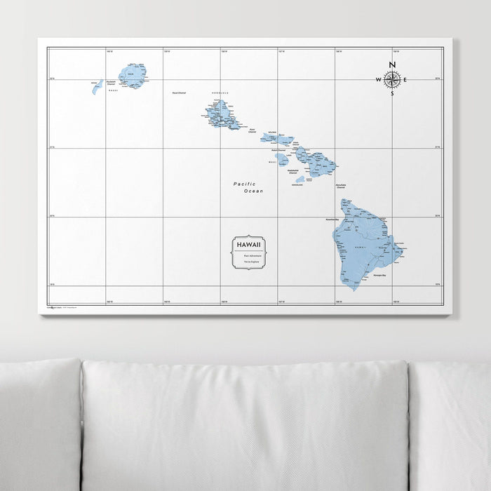 Push Pin Hawaii Map (Pin Board) - Light Blue Color Splash
