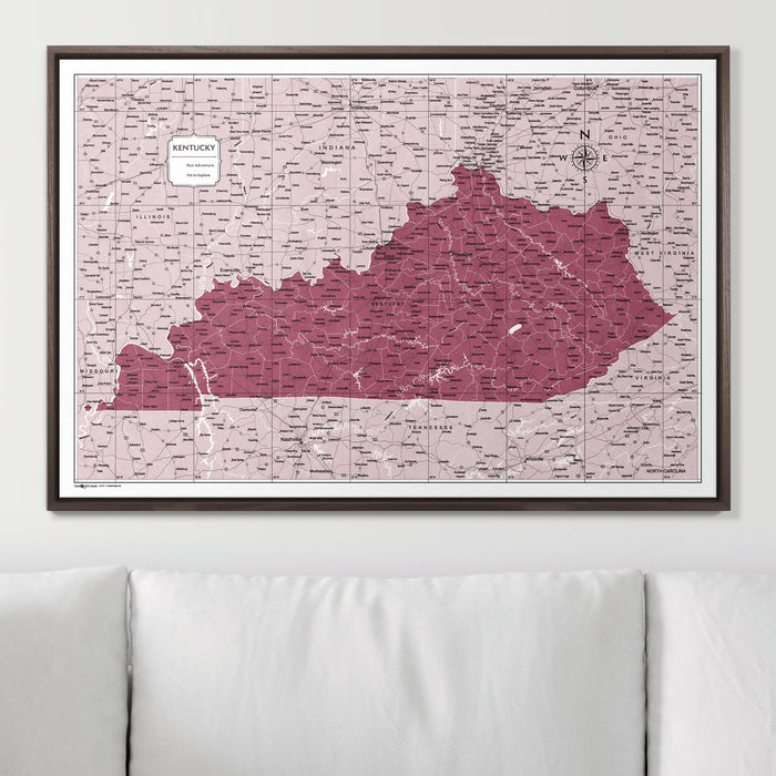 Push Pin Kentucky Map (Pin Board) - Burgundy Color Splash CM Pin Board