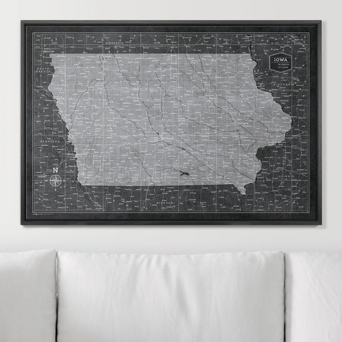 Push Pin Iowa Map (Pin Board) - Modern Slate