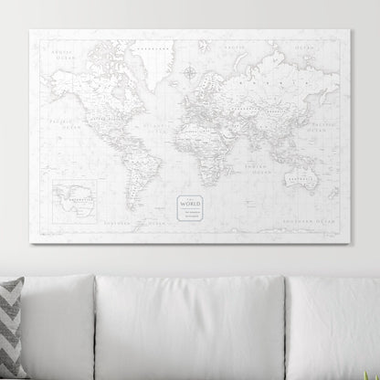 Push Pin World Map (Pin Board) - Classic Marble CM Pin Board