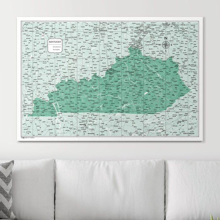 Push Pin Kentucky Map (Pin Board) - Green Color Splash