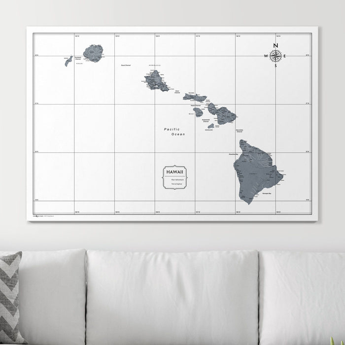 Push Pin Hawaii Map (Pin Board) - Dark Gray Color Splash