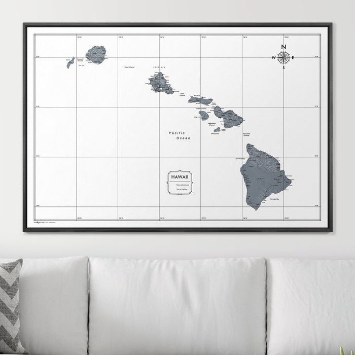 Push Pin Hawaii Map (Pin Board) - Dark Gray Color Splash