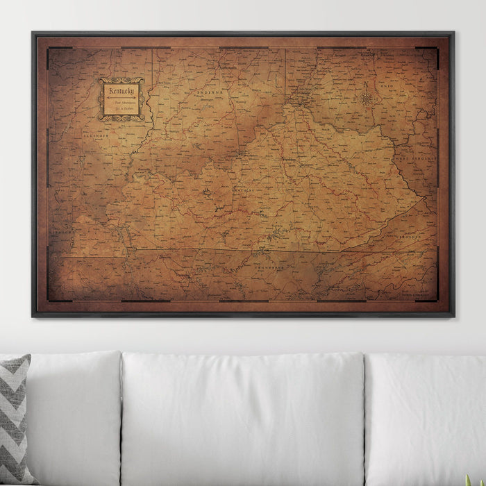 Push Pin Kentucky Map (Pin Board) - Golden Aged