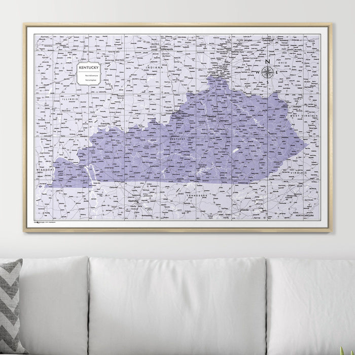 Push Pin Kentucky Map (Pin Board) - Purple Color Splash CM Pin Board