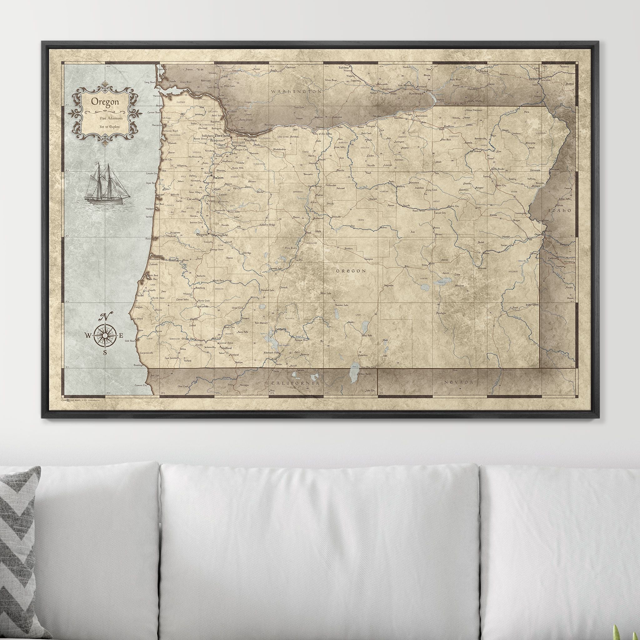 Push Pin Oregon Map (Pin Board) - Rustic Vintage CM Pin Board