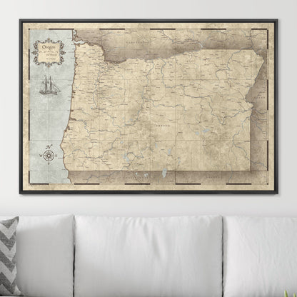 Push Pin Oregon Map (Pin Board) - Rustic Vintage CM Pin Board