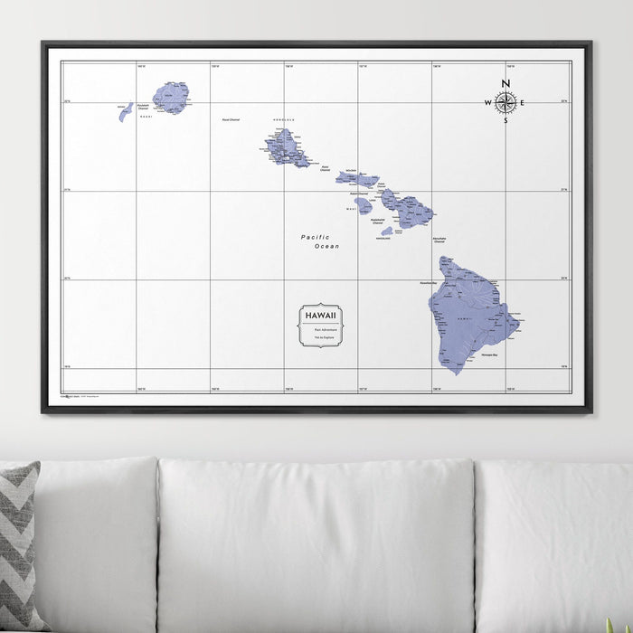 Push Pin Hawaii Map (Pin Board) - Purple Color Splash