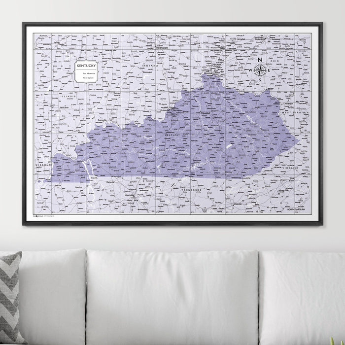 Push Pin Kentucky Map (Pin Board) - Purple Color Splash