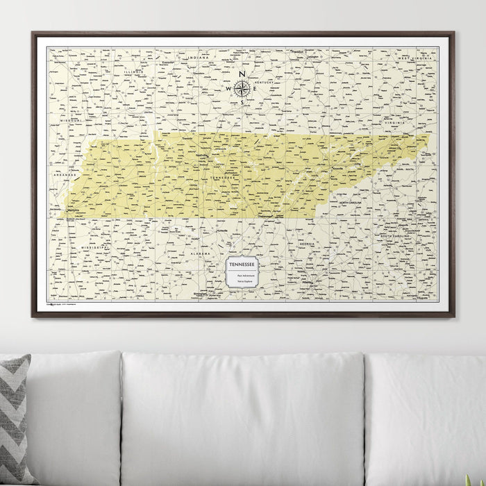 Push Pin Tennessee Map (Pin Board) - Yellow Color Splash