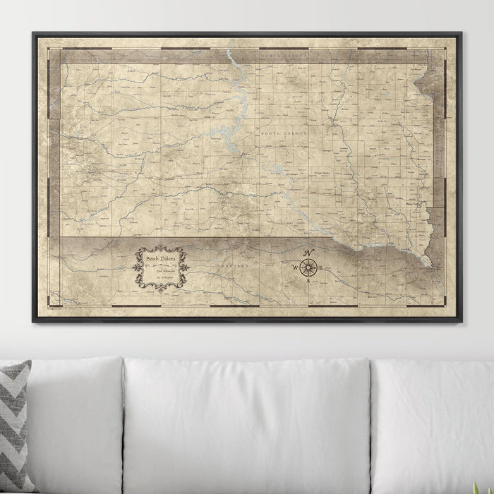Push Pin South Dakota Map (Pin Board) - Rustic Vintage CM Pin Board