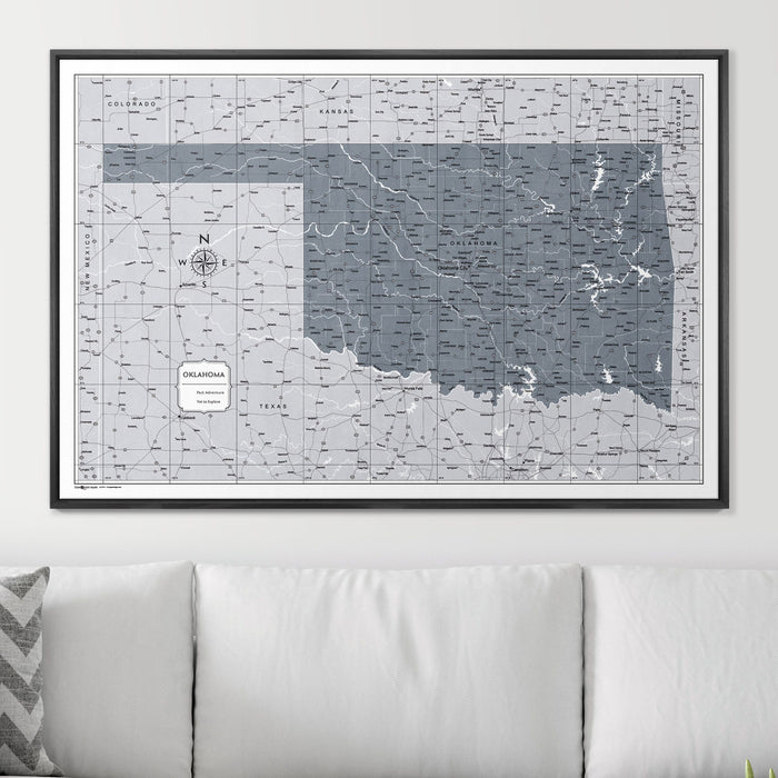Push Pin Oklahoma Map (Pin Board) - Dark Gray Color Splash