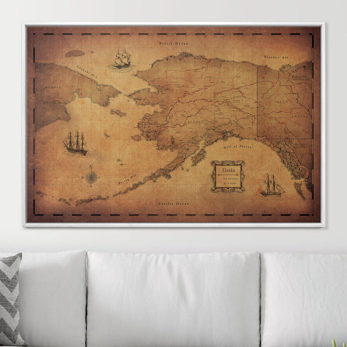 Push Pin Alaska Map (Pin Board) - Golden Aged