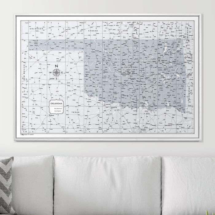 Push Pin Oklahoma Map (Pin Board) - Light Gray Color Splash
