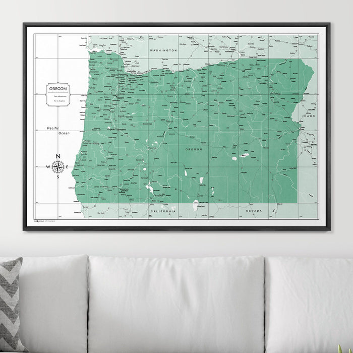 Push Pin Oregon Map (Pin Board) - Green Color Splash