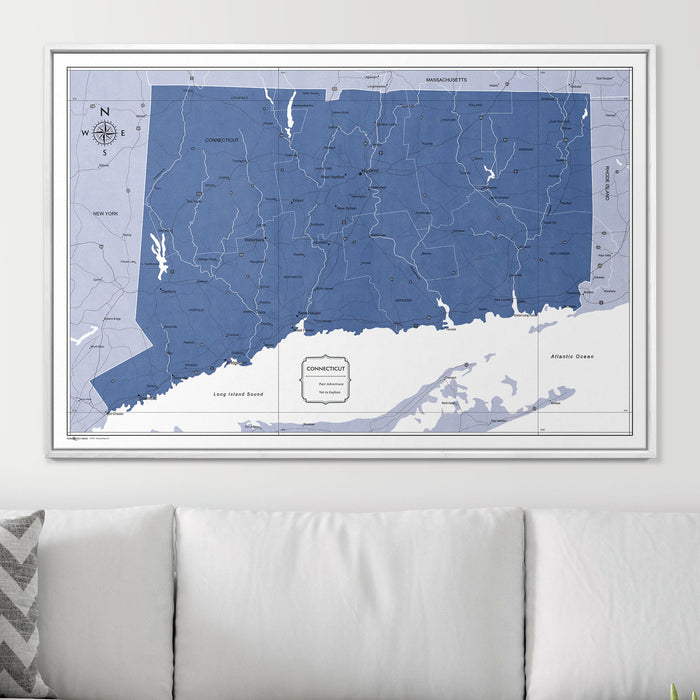 Push Pin Connecticut Map (Pin Board) - Navy Color Splash