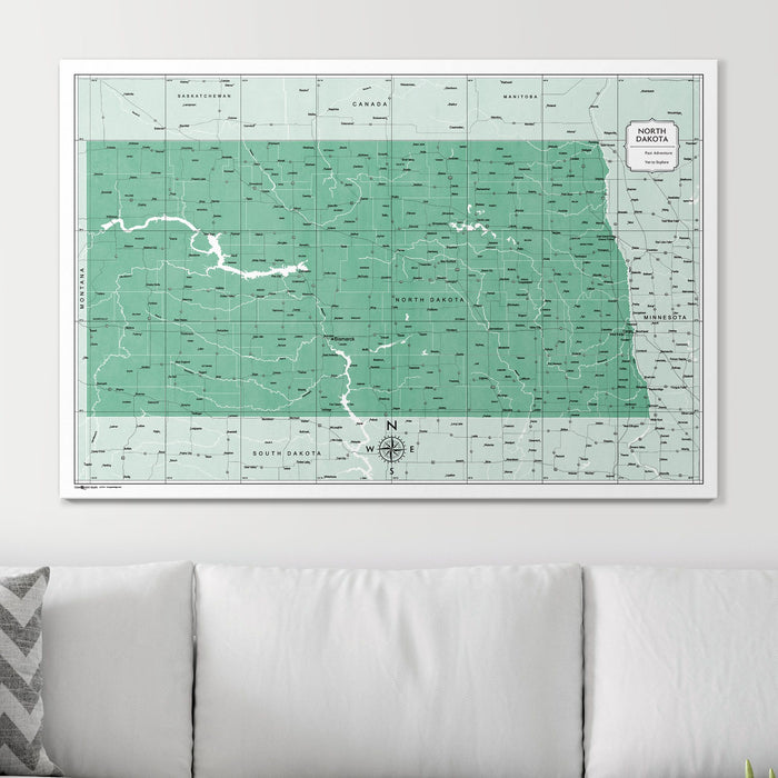 Push Pin North Dakota Map (Pin Board) - Green Color Splash CM Pin Board