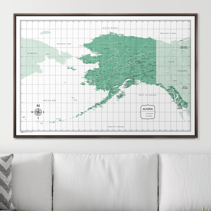 Push Pin Alaska Map (Pin Board) - Green Color Splash CM Pin Board
