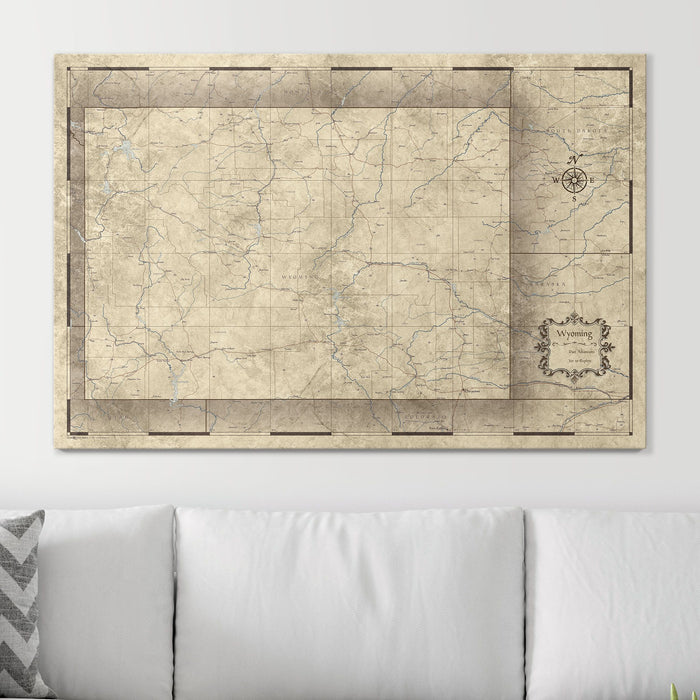 Push Pin Wyoming Map (Pin Board) - Rustic Vintage