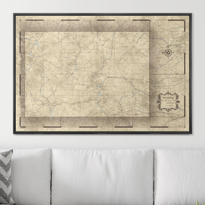 Push Pin Wyoming Map (Pin Board) - Rustic Vintage CM Pin Board