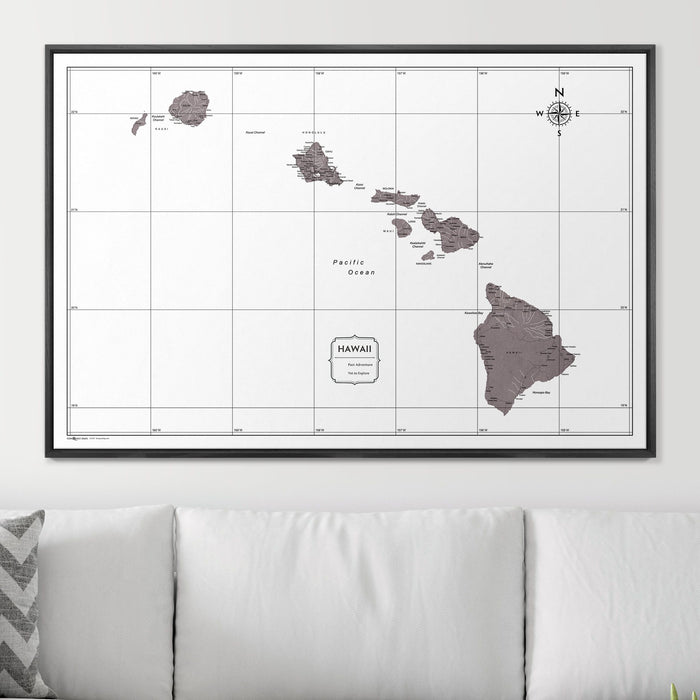 Push Pin Hawaii Map (Pin Board) - Dark Brown Color Splash