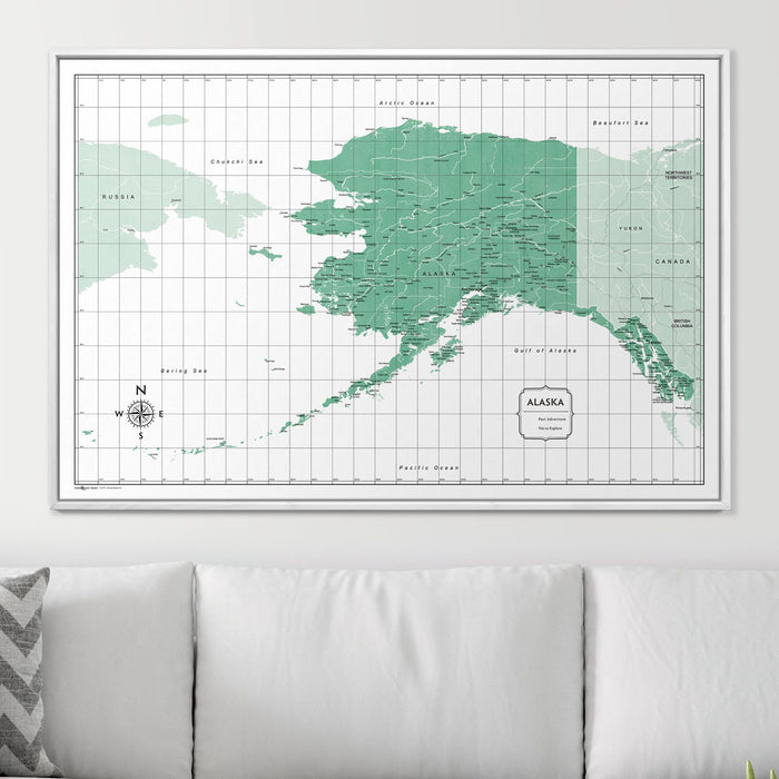 Push Pin Alaska Map (Pin Board) - Green Color Splash CM Pin Board