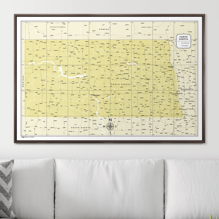 Push Pin North Dakota Map (Pin Board) - Yellow Color Splash CM Pin Board