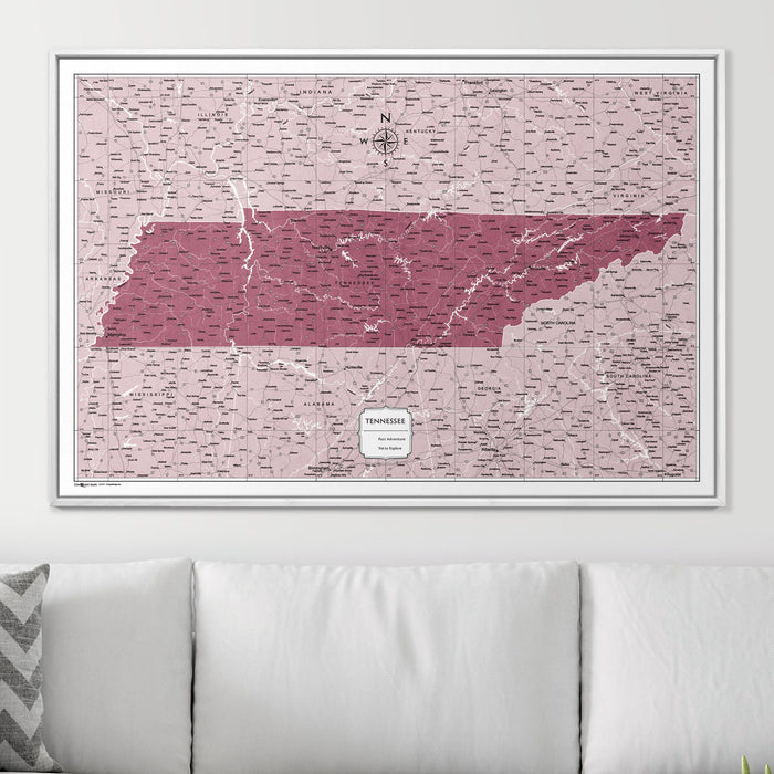 Push Pin Tennessee Map (Pin Board) - Burgundy Color Splash CM Pin Board