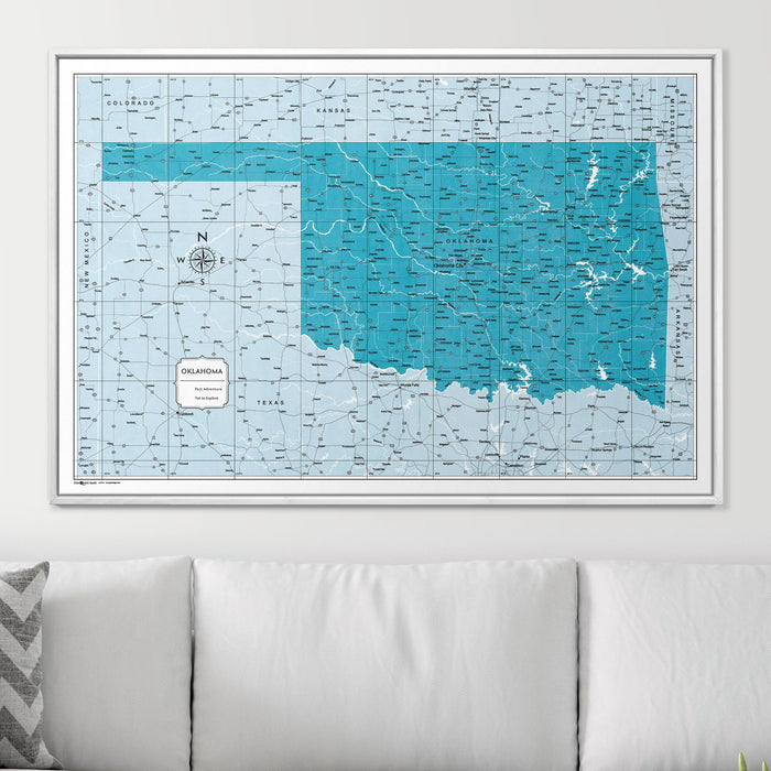 Push Pin Oklahoma Map (Pin Board) - Teal Color Splash