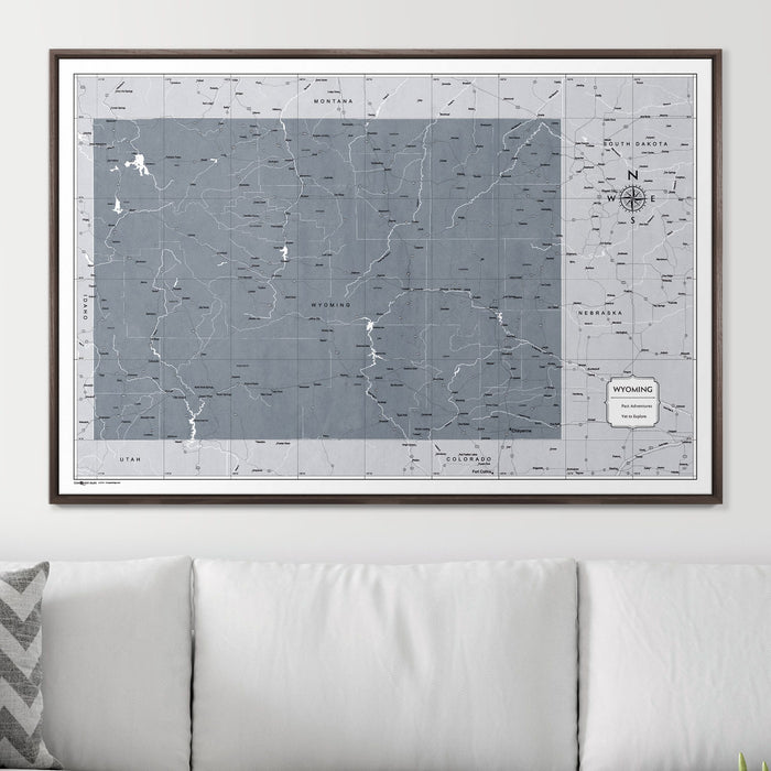 Push Pin Wyoming Map (Pin Board) - Dark Gray Color Splash CM Pin Board