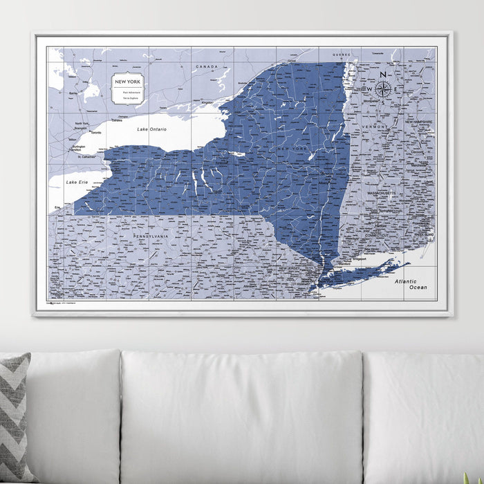 Push Pin New York Map (Pin Board) - Navy Color Splash