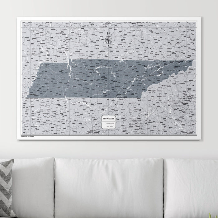 Push Pin Tennessee Map (Pin Board) - Dark Gray Color Splash CM Pin Board