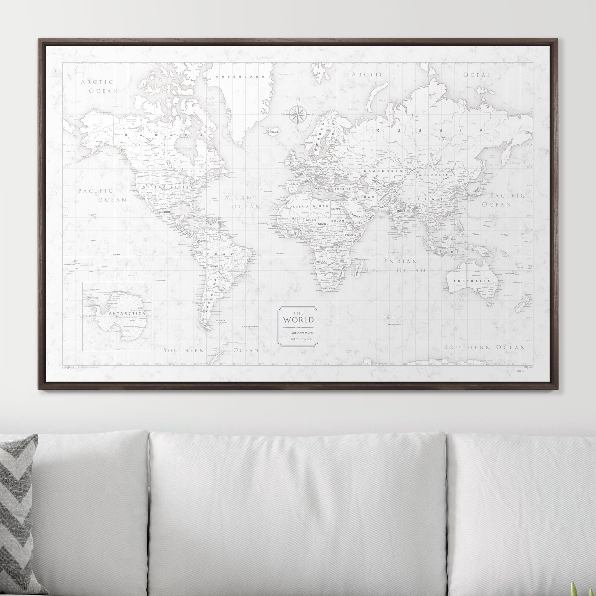 Push Pin World Map (Pin Board) - Classic Marble CM Pin Board