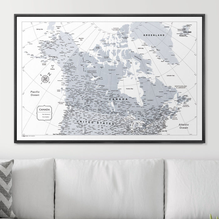 Push Pin Canada Map (Pin Board) - Light Gray Color Splash