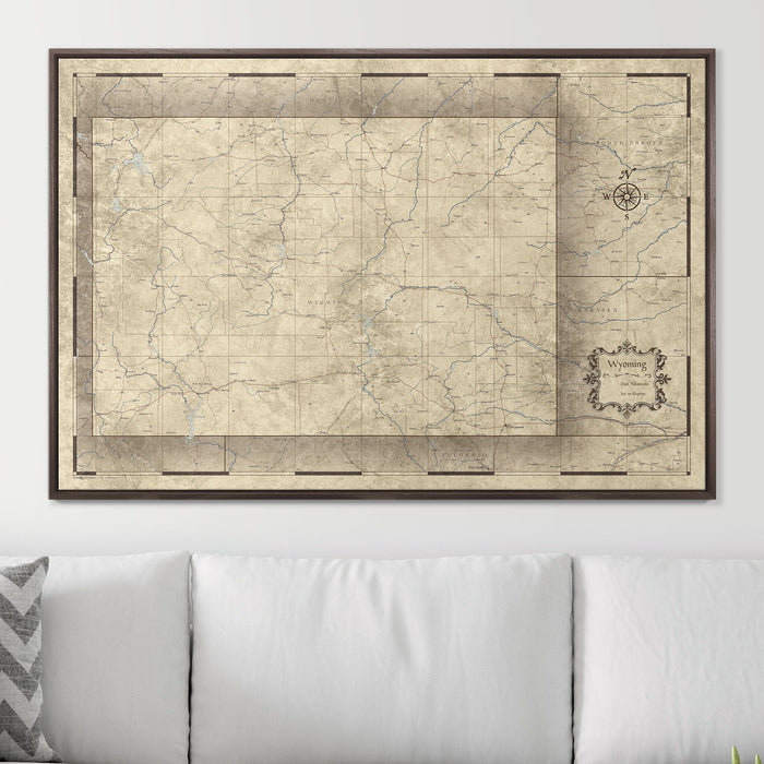 Push Pin Wyoming Map (Pin Board) - Rustic Vintage